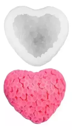 Molde silicona mini corazon con textura de flores