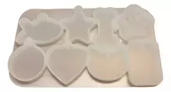 Molde silicona p/resina llavero de animales (perro, gato, pez, hueso)
