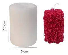 Molde de silicona p/vela cilindro con rosas