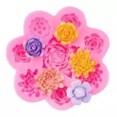 Molde silicona flores diferentes x8 - comprar online