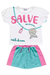 Conjunto Curto Salve as Sereias - Branco/Rosa/Azul - Fakini