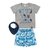 Conjunto camiseta e shorts estampando c/ babador Mescla - Marla