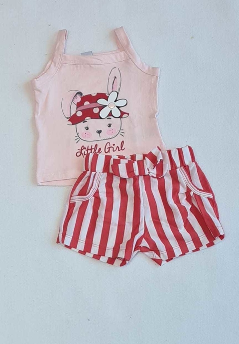 Conjunto Regata e shorts listrado Vermelho e Branco - By Gus
