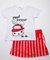 Conjunto camiseta e shorts saia listrado Branco e Vermelho - By Gus