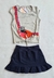 Conjunto Love Cute Blusa e shorts saia moletinho cinza e azul - By Gus