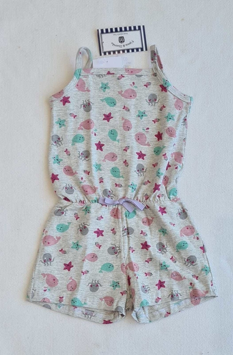 Macaquinho em cotton estampado cinza - By Gus