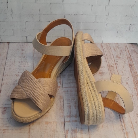 Sandália Anabela Tramada Valentina Cream