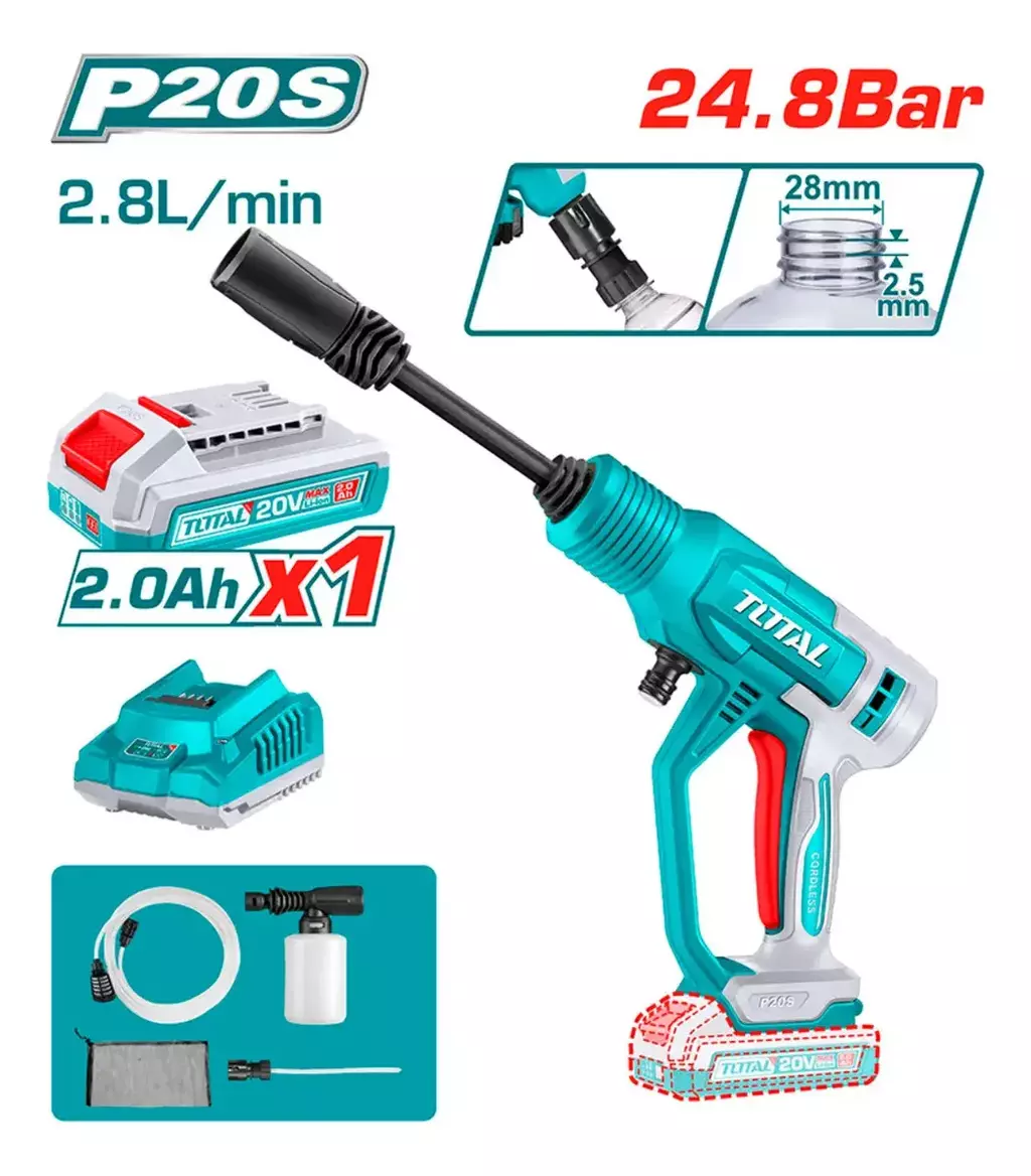 Hidrolavadora Inalámbrica TOTAL 20V 2.48 BAR Combo