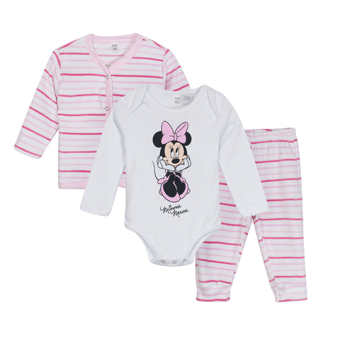 AJUAR DE MINNIE BODY + PANTALON + CAMPERA + CAJITA