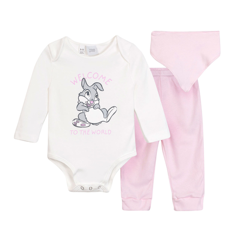 AJUAR DE THUMPER BODY + PANTALON + BABERO + CAJITA