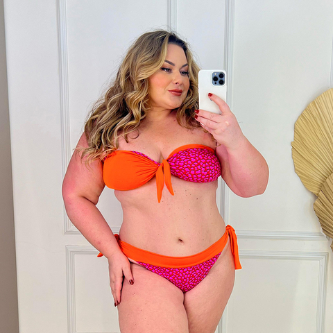 Biquíni FAIXA Estampado Rosa/Laranja