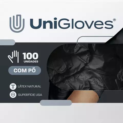 LUVA DE LÁTEX CLASSICO PRETA COM PÓ (PP,P,M,G) - comprar online