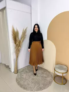 Saia Envelope Plissada Helen - Marrom