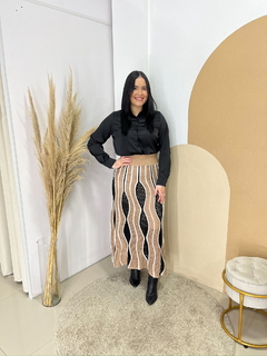 Saia Jade Preta com Bege - Conceito Modas