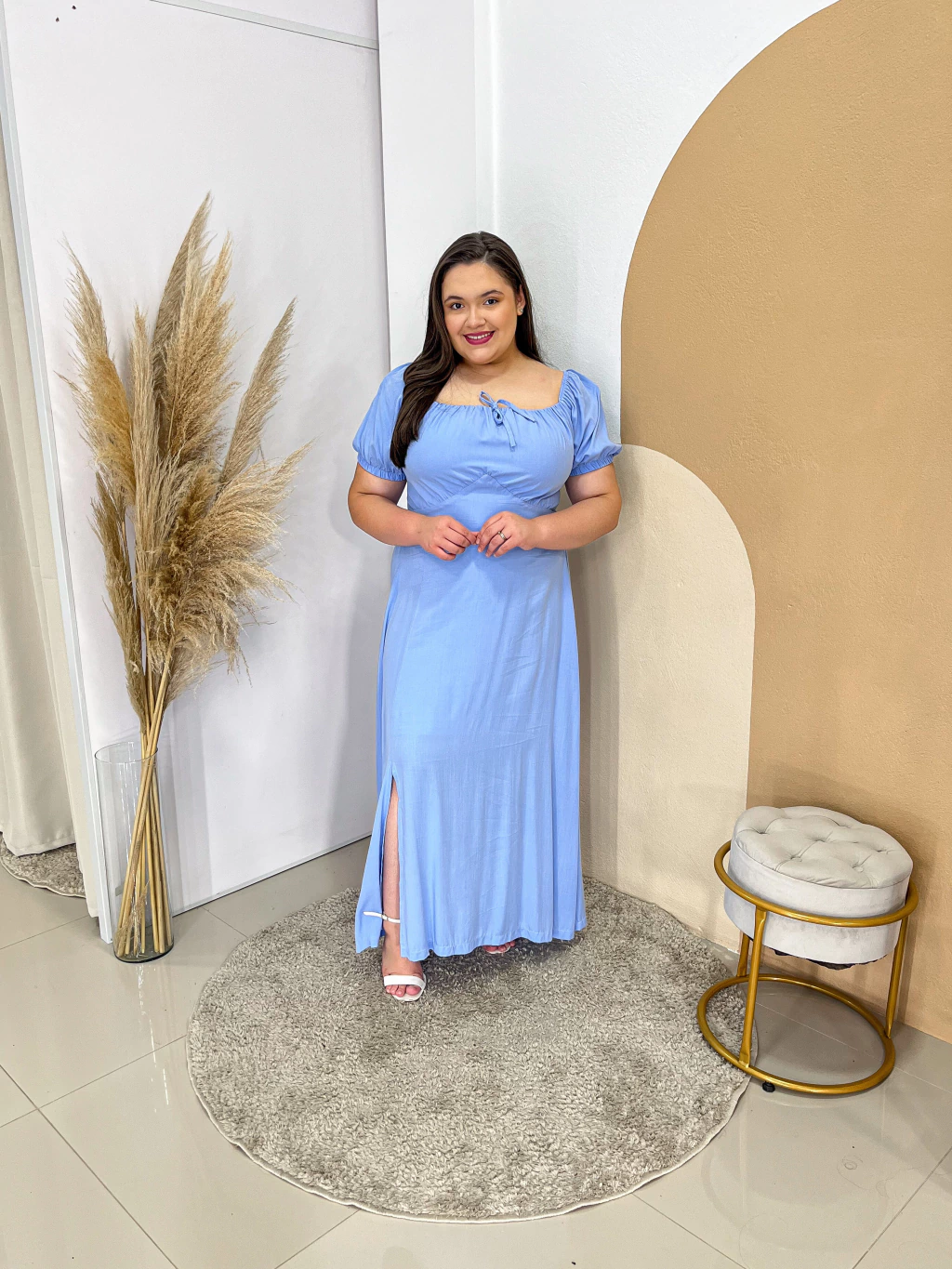 Vestido Giovana - Azul Bebê Tam Plus (46 ao 50)