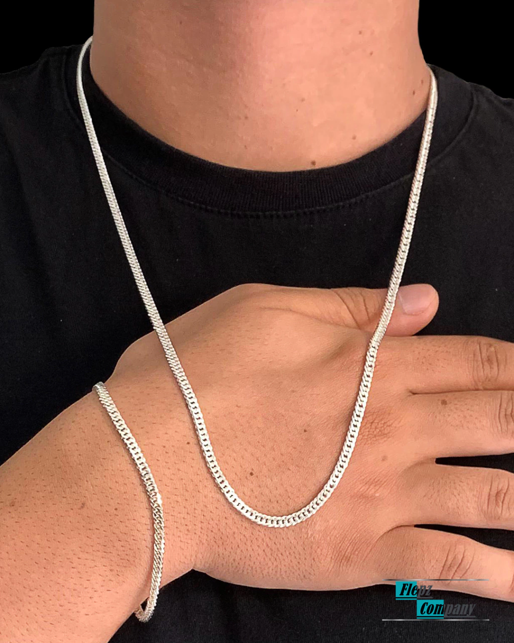 Conjunto Grumet Elo Duplo 4mm | Prata 925