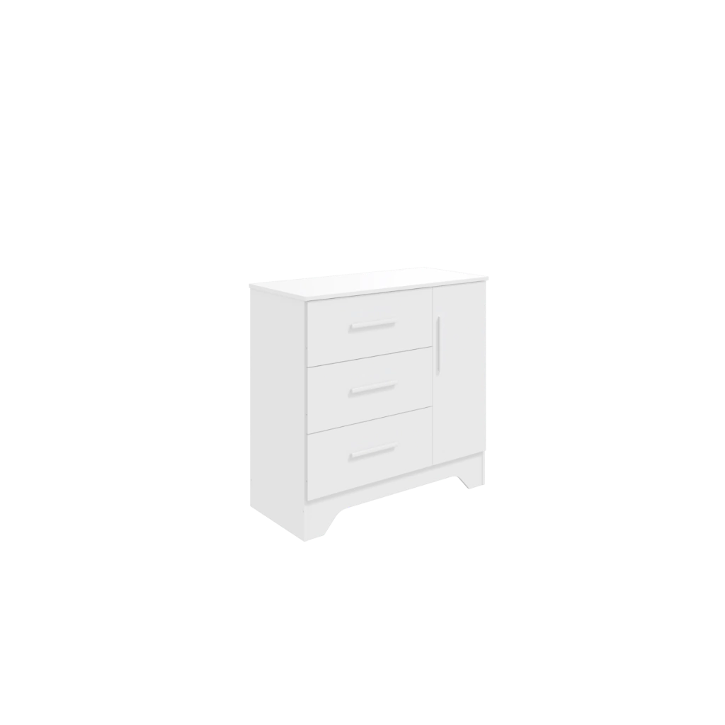Cômoda Bebê Moveis Peroba Retrô Popy 03 gavetas 01 porta lisa MDF