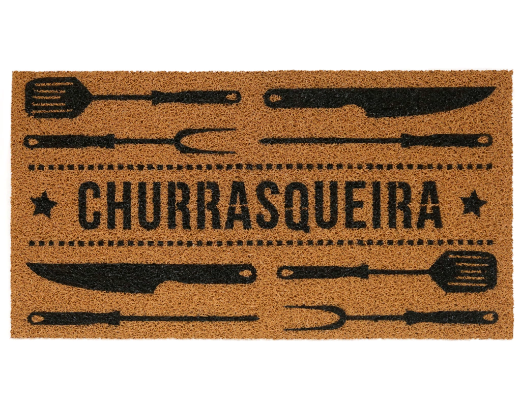 Capacho Vinil Super Print Churrasqueira ouro 40cm X 75cm