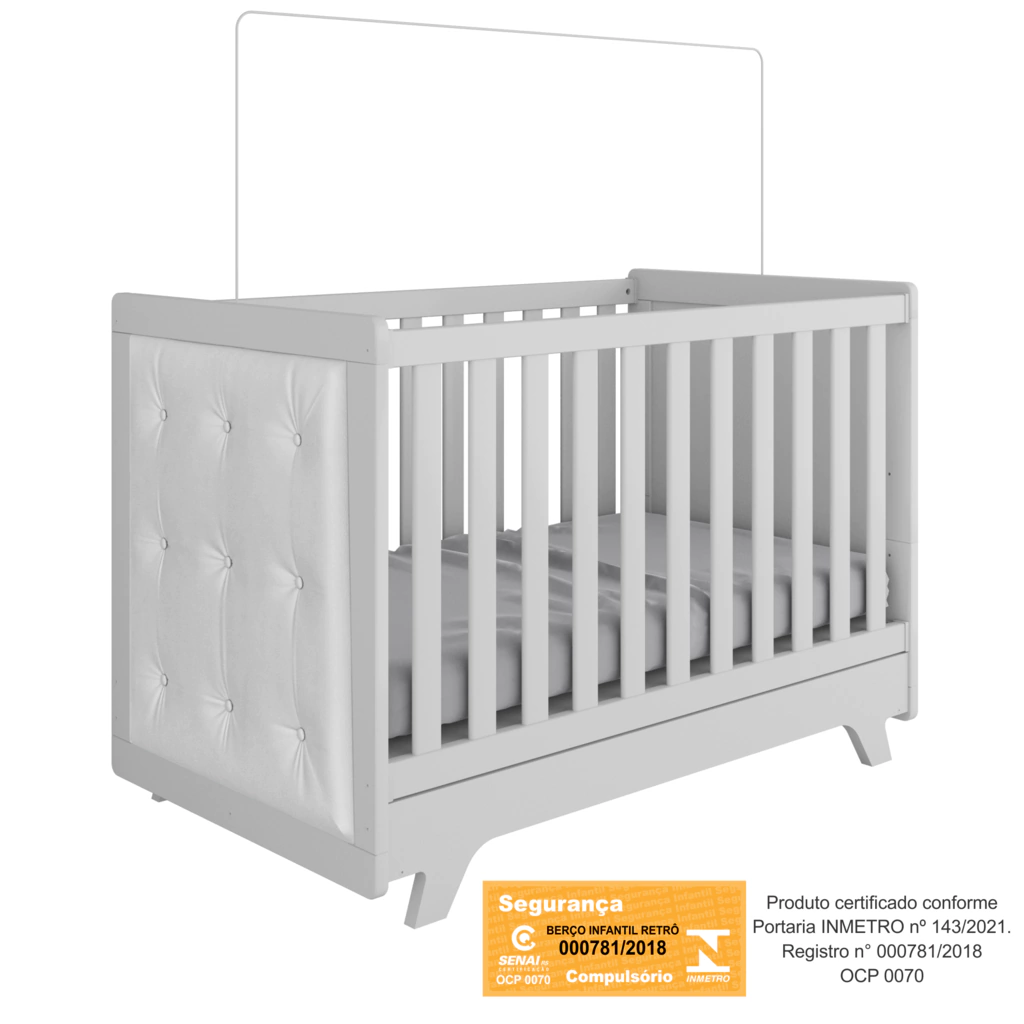 Berço Americano Moveis Peroba Retro 100% MDF minicama com capitonê