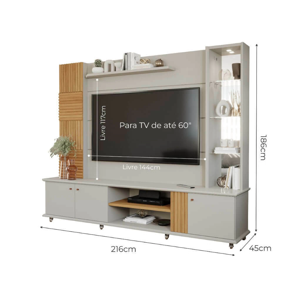 Estante Home p TV de até 60" Permobili Riviera MDF