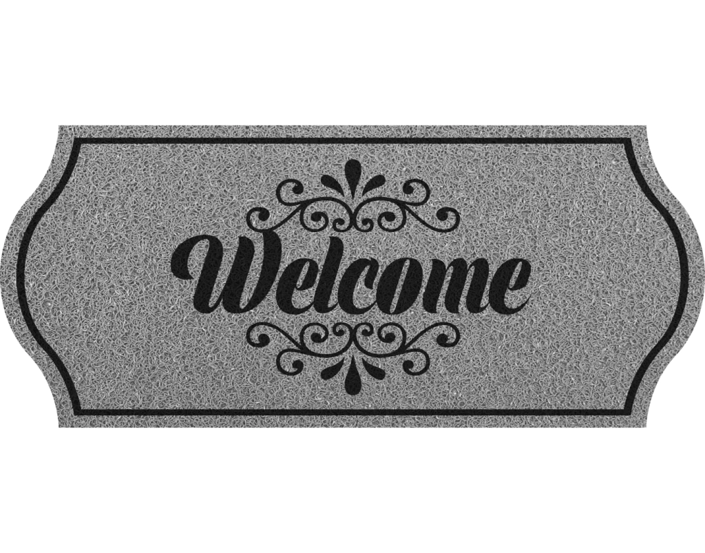 Capacho Kapazi vinil FORMAS WELCOME CINZA 30CM X 70CM