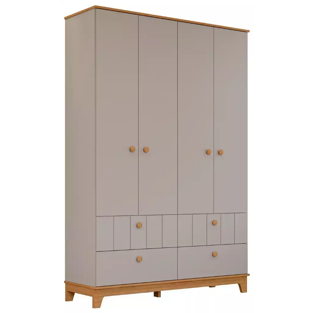 Guarda Roupa Infantil Permobili Biscoito Retro 04 portas MDF