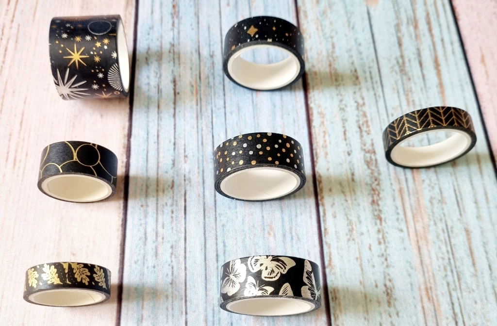 Washi tape preto e dourado
