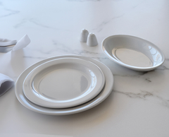 Set de platos playos, hondos y postre de porcelana - comprar online
