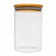 Frasco Contenedor de Vidrio con Tapa hermética de Bambú