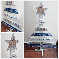 Árbol de Navidad de Madera Natural con Frases y Duendes 1mt de Alto