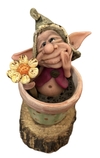 Duende Escondido de 12cm con maceta de porcelana y madera natural - Modelo 3