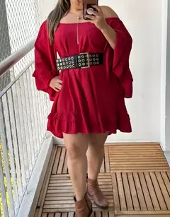 Vestido Curto, Bata, babado na manga e na barra, Vestido Hellen na internet