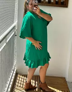 Vestido Curto , Manga curta, Babado na Barra- Vestido Ju - Lunaê Store