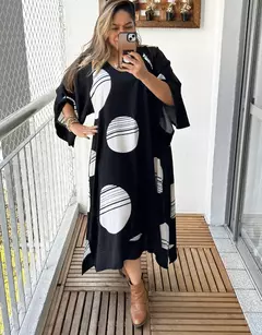 Vestido Longo, Manga curta Poá-Vestido Maya - comprar online