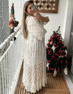Vestido Manga Curta longo, com fios de Lurex -Vestido Amanda na internet