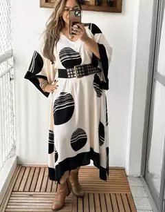 Vestido Longo, Manga curta Poá-Vestido Maya - Lunaê Store