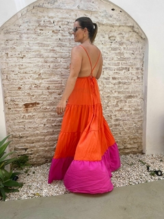Vestido Bicolor Laranja/Pink - comprar online