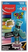 Temperas MAPED x 12 Colores (8 Clásicos + 4 Pastel)
