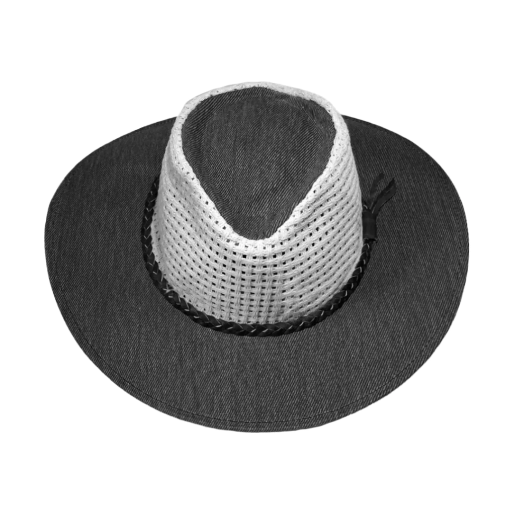 Sombreros de lino y rafia de algodón combinado gris