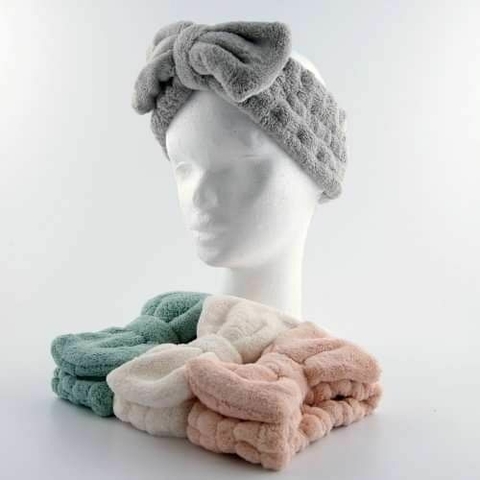 VINCHA PARA MAQUILLAJE CON MOÑO GRIS (B3013G)