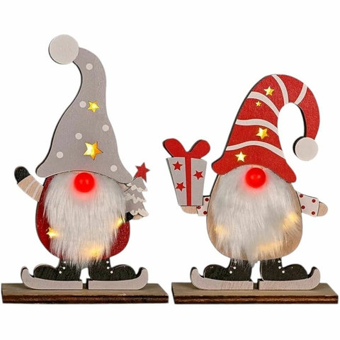 FIGURA MADERA PAPA NOEL C LUZ 0012