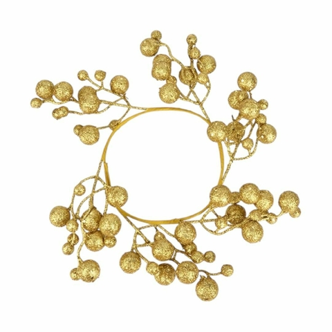 ROSCA NAVIDEÑA FRUTOS METALIZADA 15CM H9021