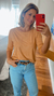Blusa quadrada frente suede caramelo