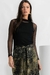 Blusa Gola Alta Tule Preto Pink Poá