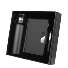 Kit Corporativo Escritório Eco-Hydrate – Caderno A5 Reciclavel, Garrafa Térmica 650ml e Caneta Alumínio. - Mkt Brindes Corporativos