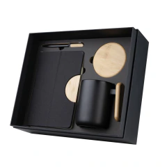 Kit Corporativo Escritório Eco-Executive – Caderno A5 RPET, Caneca 550ml, Porta-Copos e Caneta