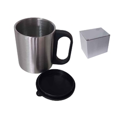 Caneca de inox com tampa 180 ml e personalizada