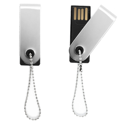 Pen drive pico de metal com correntinha e personalizado