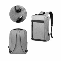 Mochila personalizada para notebook em nylon 300D melange com saída usb