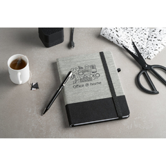 Caderno A5 com capa dura em palha e algodão canvas personalizada com seu logo - comprar online